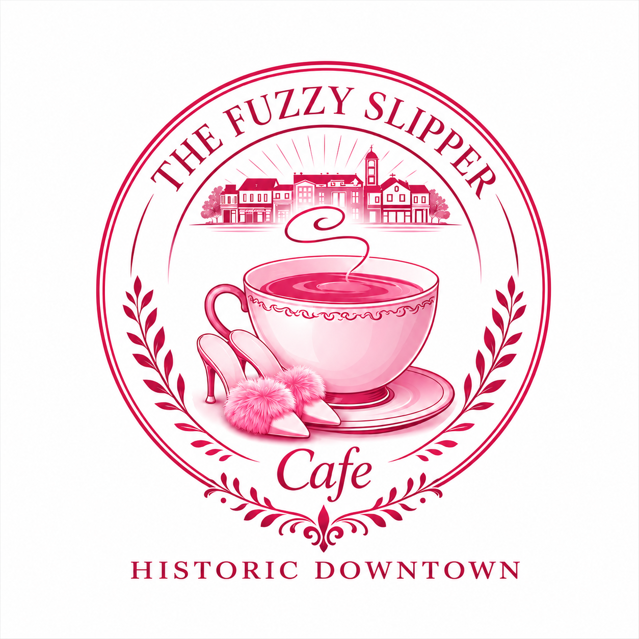 The Fuzzy Slipper Cafe Logo Centerpiece
